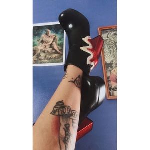 F21 Metallic Flame Platform Boots